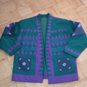 Jacket handmade women's size large hand crafted quilted